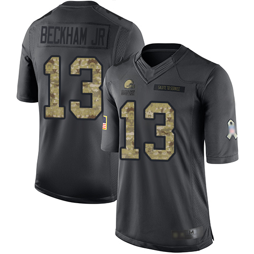 Men's Cleveland Browns #13 Odell Beckham Jr. Black Salute To Service Limited Stitched NFL Jersey